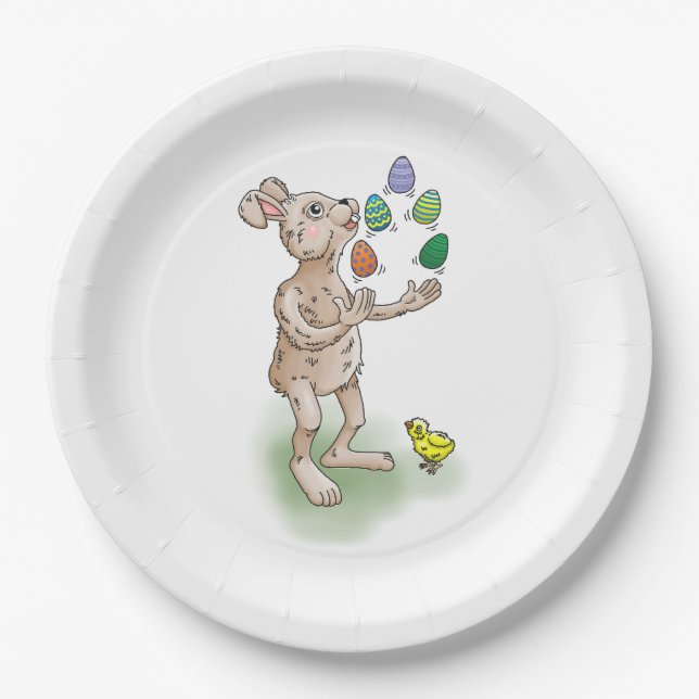 Osterhase jongliert pappteller (Vorderseite)