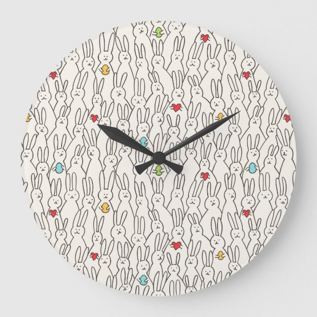 Osterhase: Joyful Seamless Fun. Große Wanduhr (Vorderseite)