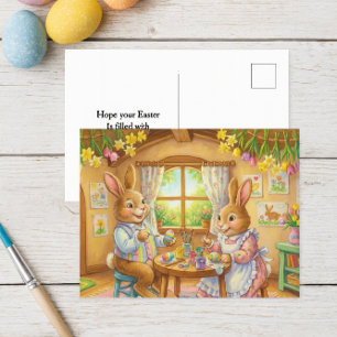 Osterhase Kaninchen Familien-Gruß-Postkarte Feiertagspostkarte