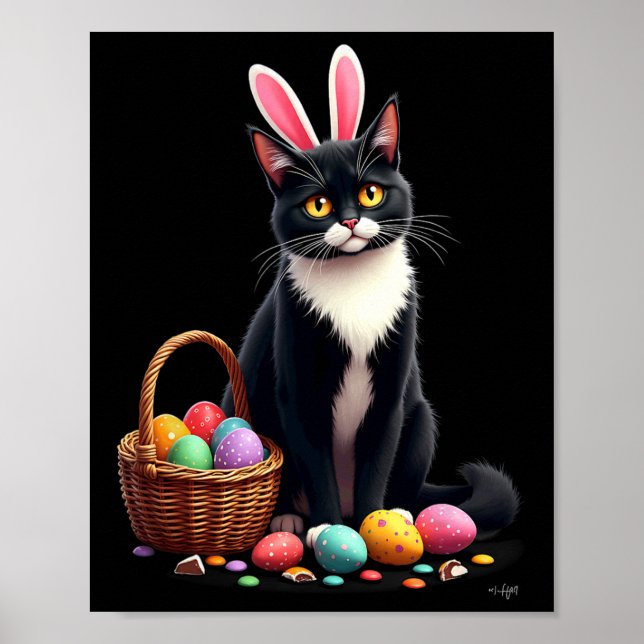 Osterhase Katze Ei Skizze  Poster (Vorne)