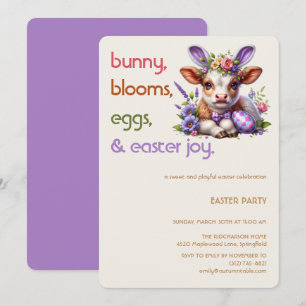 Osterhase-Kuh-Einladung Kinder-Osterparty Einladung