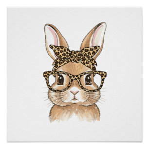 Osterhase Leopard Brille Bandana Hase Frauen  Poster