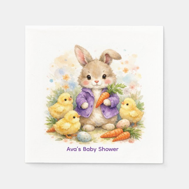 Osterhase lila Jacke Baby Shower Serviette (Vorderseite)