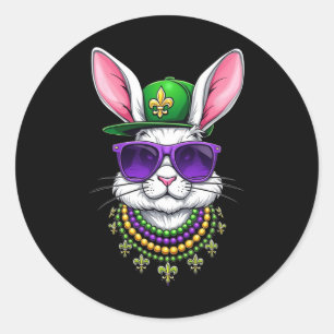 Osterhase Mardi Gras Perlen Fleur-de-lis Perfekt Runder Aufkleber