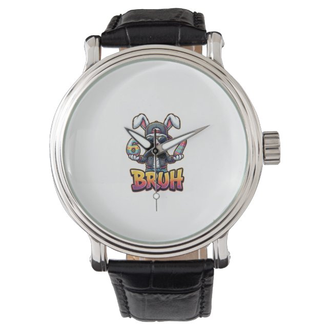 Osterhase Meme Bruh  Lustig 6 7 Ostereier Desi Armbanduhr (Vorderseite)