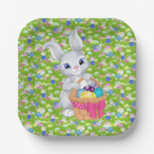 Osterhase mit Basket Egg Party Pappteller