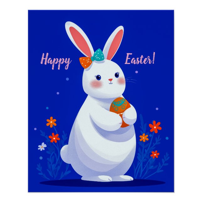 Osterhase mit blauem Hintergrund  Poster (Vorderseite)