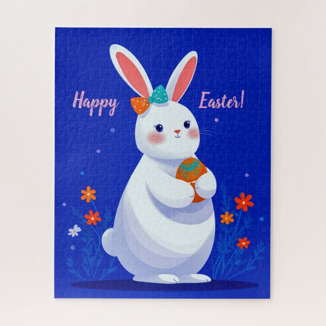 Osterhase mit blauem Hintergrund  Puzzle (Vertikal)