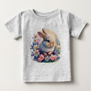 Osterhase mit Blume, Frühling Sonniger Osterntag Baby T-shirt