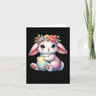Osterhase mit Blume Kronmädchen Frauen im Mund Karte