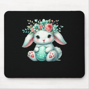 Osterhase mit Blume Kronmädchen Frauen im Mund Mousepad