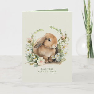 Osterhase mit Blumen Aquarell Frühling Feiertagskarte