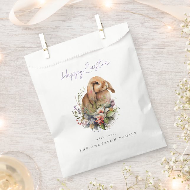 Osterhase mit Blumen Geschenktütchen (Ausgeschnitten)