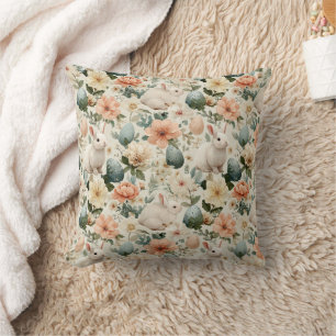 Osterhase mit Blumen im Vintage-Stil (10) Kissen