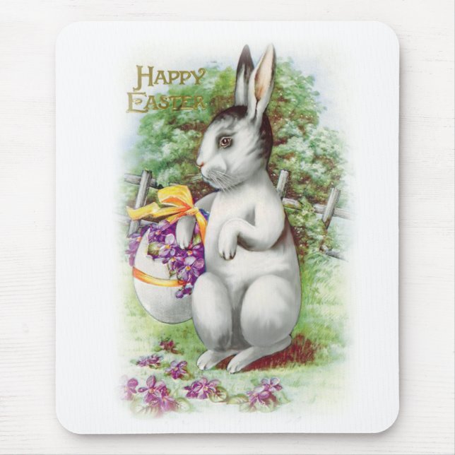 Osterhase mit Blumen Mousepad (Vorne)