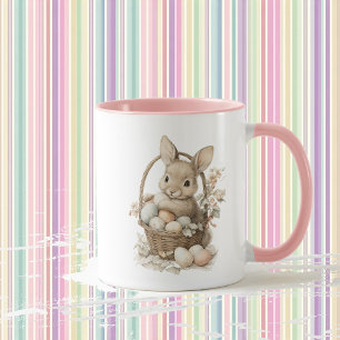 Osterhase mit Blumen und Ostereiern Tasse