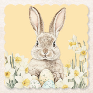 Osterhase mit Blumen und Ostereiern Untersetzer