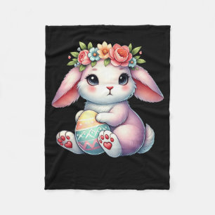 Osterhase mit Blumenkrone Mädchen Frauen Floral Fleecedecke
