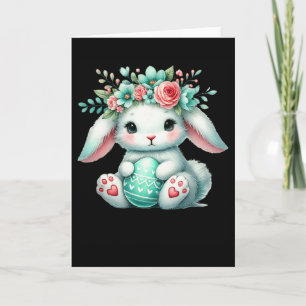 Osterhase mit Blumenkrone Mädchen Frauen Floral Karte