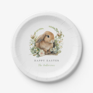 Osterhase mit Blumenmuster-Papierplatten Pappteller