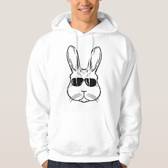 Osterhase mit Brille-Kaninchen-Gesicht Männer Frau Hoodie (Vorderseite)