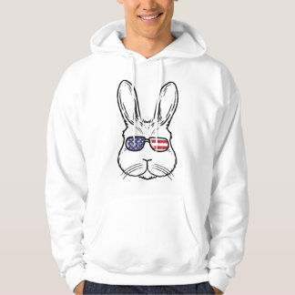 Osterhase mit Brille Uns Flag Coole Kaninchenhalle Hoodie
