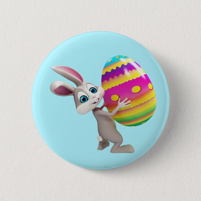 Osterhase mit bunten Eiern Button (Vorderseite)