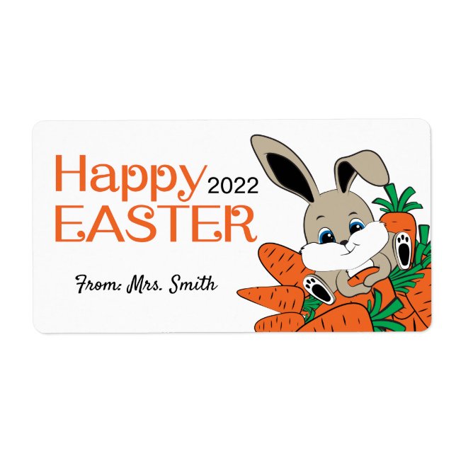 Osterhase mit Carrots Labels mit Ihrem Namen (Vorne)
