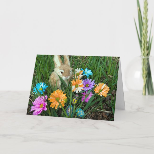Osterhase mit Daisien Feiertagskarte (Vorderseite)