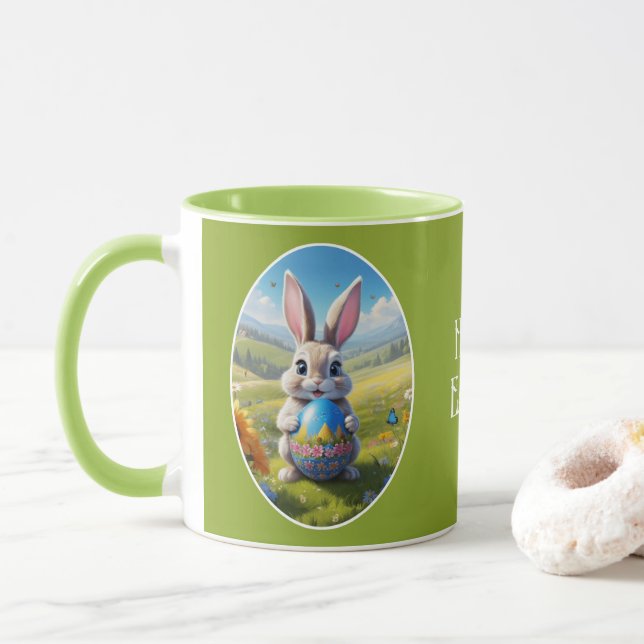 Osterhase mit Ei, Oval -  Tasse (Mit Donut)