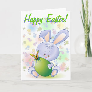 Osterhase mit Ei und Blumen Feiertagskarte