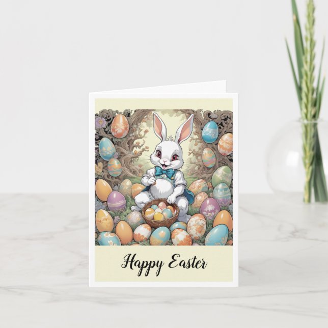 Osterhase mit Eiern Feiertagskarte (Vorderseite)