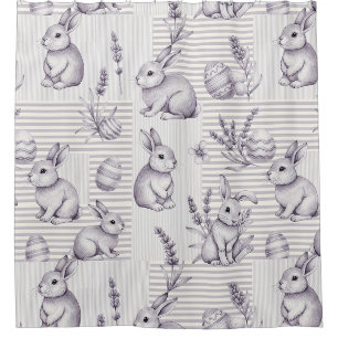 Osterhase mit Eiern Frühling Pastell-Muster (12) Duschvorhang