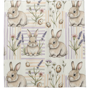 Osterhase mit Eiern Frühling Pastell-Muster (5) Duschvorhang