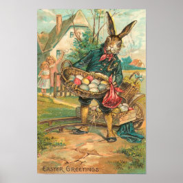 Osterhase mit Eiern für Kinder Vintag Poster