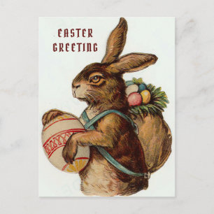 Osterhase mit Eiern im Vintage-Stil Postkarte