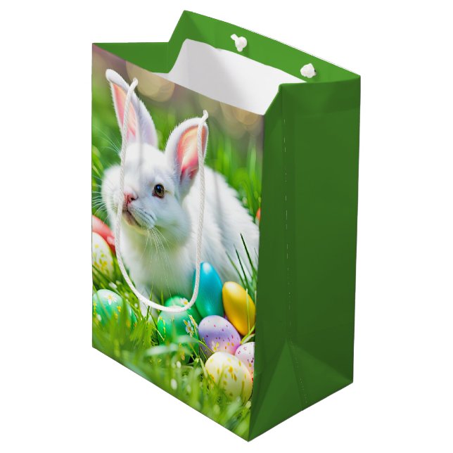 Osterhase mit Eiern Mittlere Geschenktüte (Vorderseite Schrägansicht)