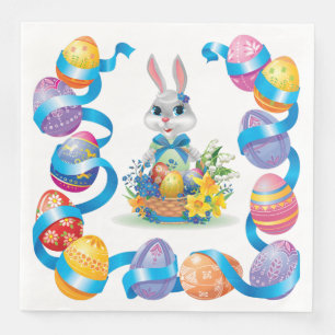 Osterhase mit Eiern Serviette