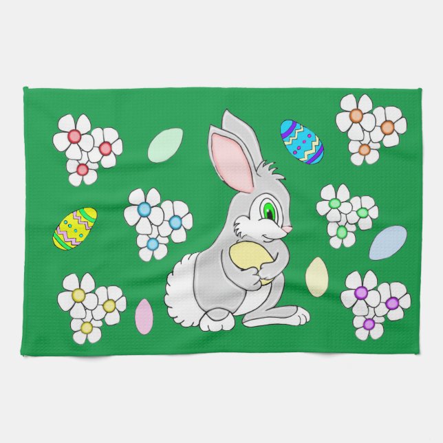 Osterhase mit Eiern und Daisy's Küchentuch (Horizontal)