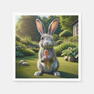 Osterhase mit einer Karotte Serviette