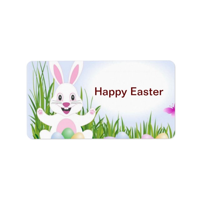 Osterhase mit farbigem Eier Adressaufkleber (Vorne)