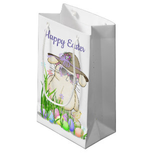 Osterhase mit farbigen Eiern Kleine Geschenktüte