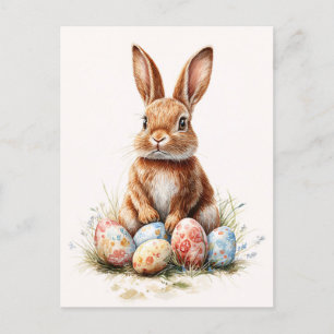 Osterhase mit farbigen Eiern Postkarte