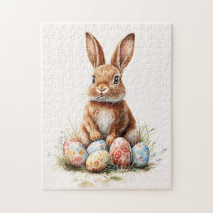 Osterhase mit farbigen Eiern Puzzle