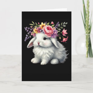 Osterhase mit floraler Blumenkrone Süße Mädchen W Karte