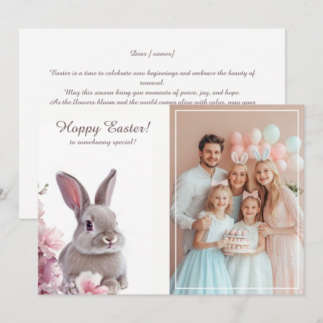 Osterhase mit Foto Feiertagskarte (Vorne/Hinten)