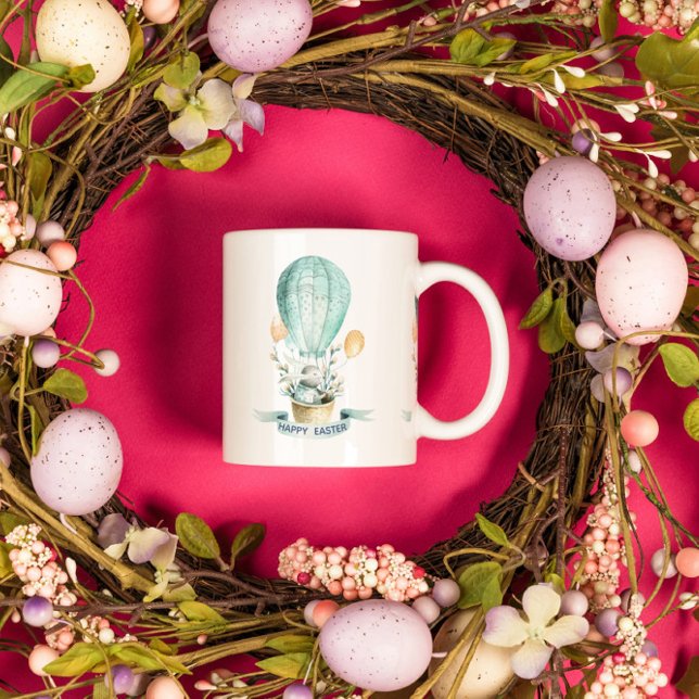 Osterhase mit Heißluftballon Zweifarbige Tasse (Von Creator hochgeladen)