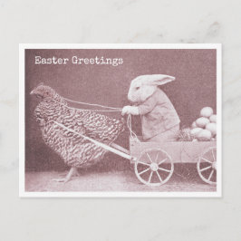 Osterhase mit Hühnern und Eiern Postkarte