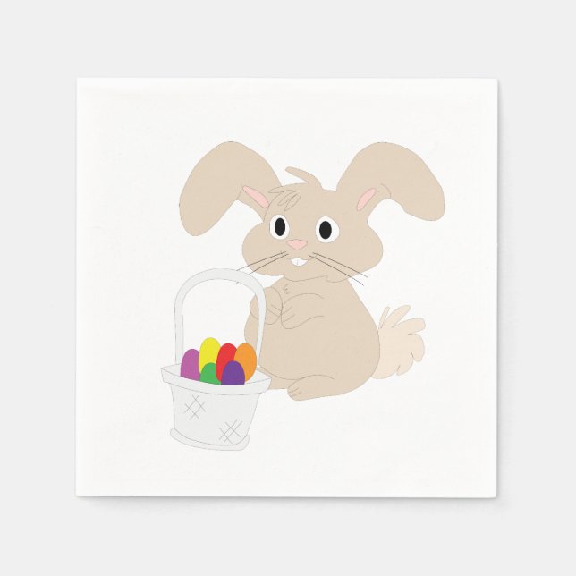 Osterhase mit Korb Serviette (Vorderseite)
