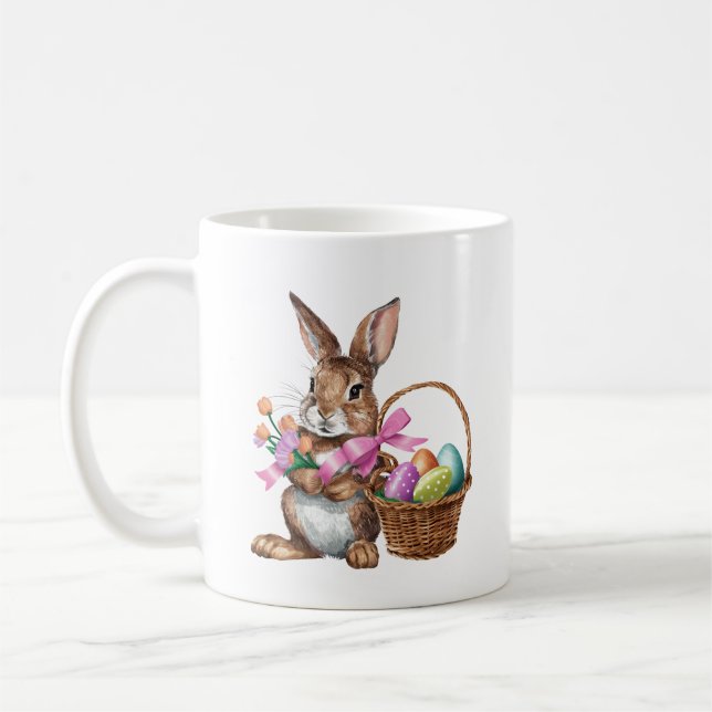 Osterhase mit Korb und Eiern Kaffeetasse (Links)